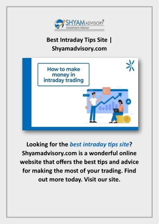 Best Intraday Tips Site | Shyamadvisory.com