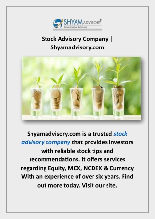 Stock Advisory Company | Shyamadvisory.com