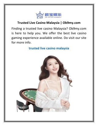 Trusted Live Casino Malaysia | Ob9my.com