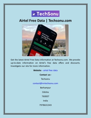 Airtel Free Data  Techsonu