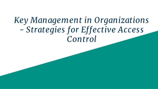 Key Management in Organizations