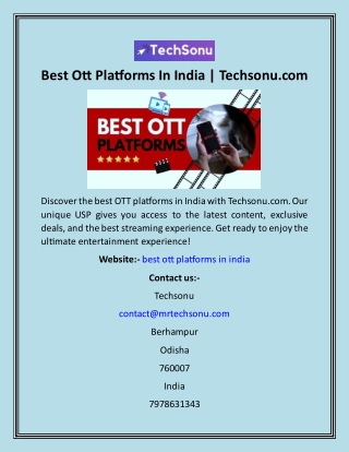 Best Ott Platforms In India  Techsonu