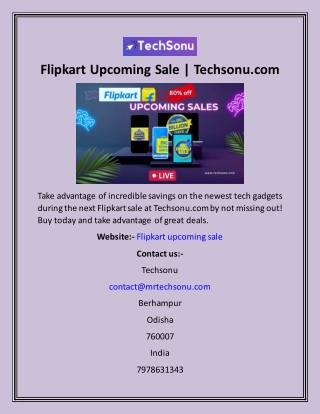 Flipkart Upcoming Sale  Techsonu