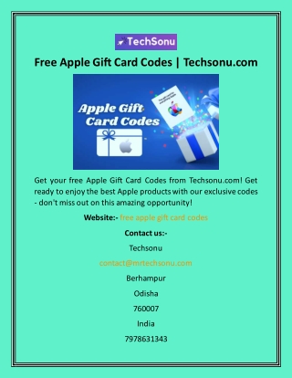 Free Apple Gift Card Codes  Techsonu