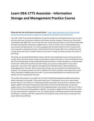 DEA-1TT5 Associate - Information Storage and Management