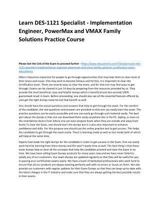 DES-1121 Specialist - Implementation Engineer, PowerMax and VMAX Family Solution