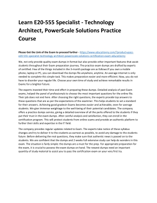 E20-555 Specialist - Technology Architect, PowerScale Solutions