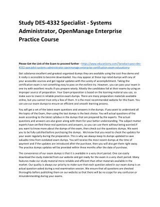 DES-4332 Specialist - Systems Administrator, OpenManage Enterprise