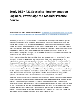 DES-4421 Specialist - Implementation Engineer, PowerEdge MX Modular