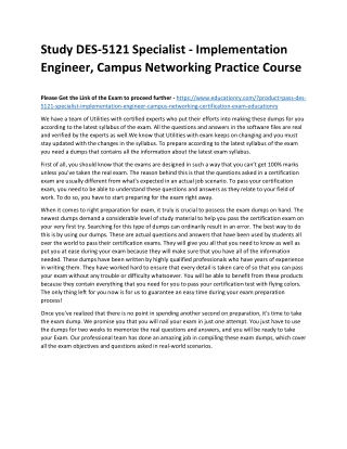 DES-5121 Specialist - Implementation Engineer, Campus Networking