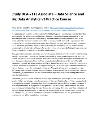 DEA-7TT2 Associate - Data Science and Big Data Analytics v2