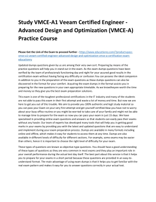 VMCE-A1 Veeam Certified Engineer - Advanced Design and Optimization (VMCE-A)