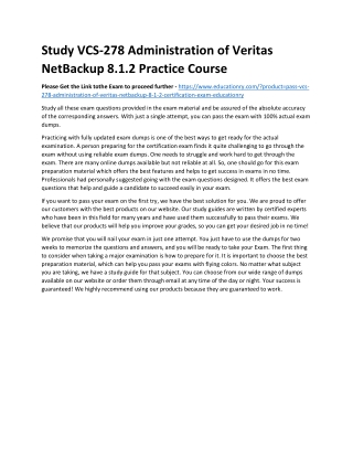 VCS-278 Administration of Veritas NetBackup 8.1.2