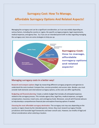 Surrogacy Cost How To Manage Affordable Surrogacy Options And Related Aspects