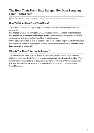 The Best ThatsThem Data Scraper For Data Scraping From ThatsThem