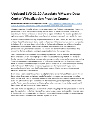 1V0-21.20 Associate VMware Data Center Virtualization