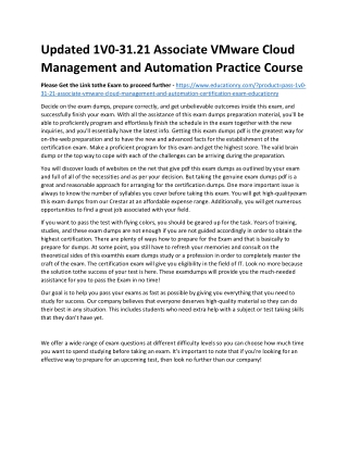 1V0-31.21 Associate VMware Cloud Management and Automation