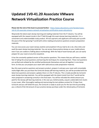 1V0-41.20 Associate VMware Network Virtualization