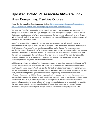 1V0-61.21 Associate VMware End-User Computing