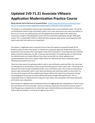 1V0-71.21 Associate VMware Application Modernization