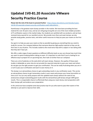 1V0-81.20 Associate VMware Security