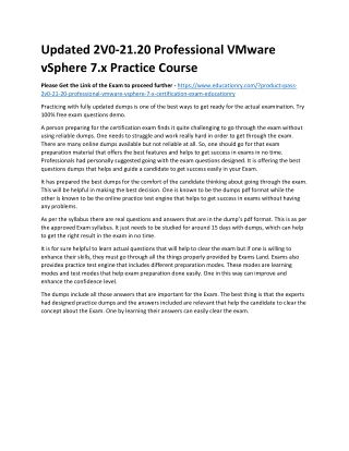 2V0-21.20 Professional VMware vSphere 7.x