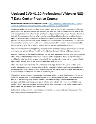 2V0-41.20 Professional VMware NSX-T Data Center