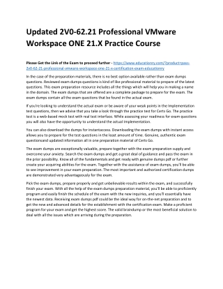 2V0-62.21 Professional VMware Workspace ONE 21.X