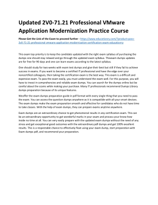 2V0-71.21 Professional VMware Application Modernization