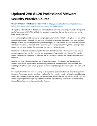 2V0-81.20 Professional VMware Security