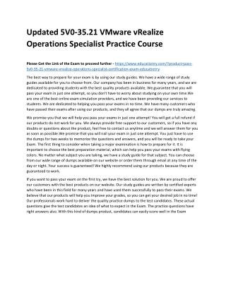 5V0-35.21 VMware vRealize Operations Specialist