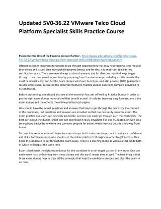 5V0-36.22 VMware Telco Cloud Platform Specialist Skills