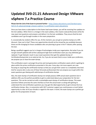 3V0-21.21 Advanced Design VMware vSphere 7.x