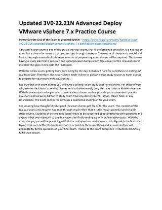 3V0-22.21N Advanced Deploy VMware vSphere 7.x