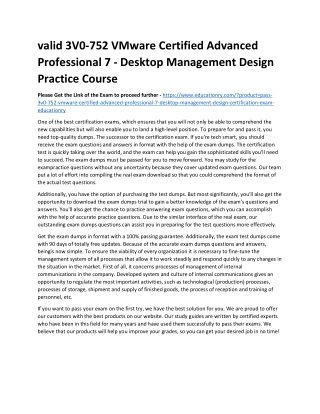 3V0-752 VMware Certified Advanced Professional 7 - Desktop Management Design