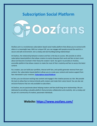 Subscription Social Platform