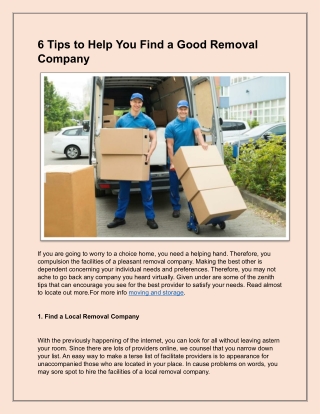 6 Tips to Help You Find a Good Removal Company