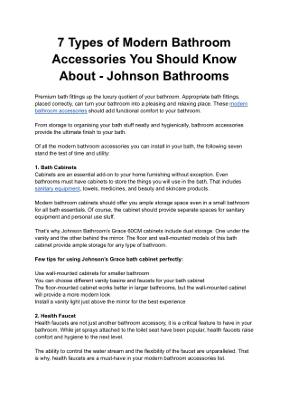 7 Types of Modern Bathroom Accessories You Should Know About - Johnson Bathrooms