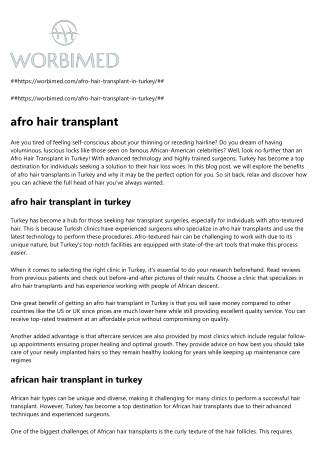 afro hair transplant in turkey