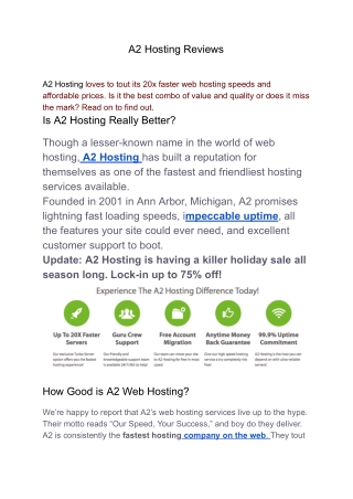 A2 Hosting Reviews