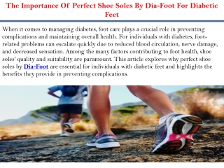 The Importance Of Perfect Shoe Soles By Dia-Foot For Diabetic Feet