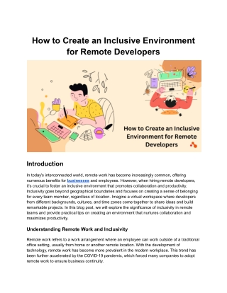 How to Create an Inclusive Environment for Remote Developers