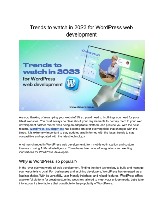 Trends to watch in 2023 for WordPress web development