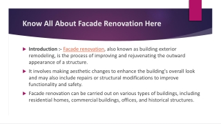 Know All About Facade Renovation Here