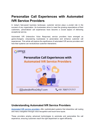 Personalize Call Experiences with Automated IVR Service Providers