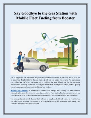 Say Goodbye to the Gas Station with Mobile Fleet Fueling from Booster