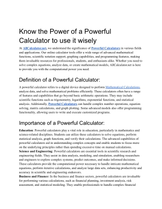 Know the Power of a Powerful Calculator to use it wisely