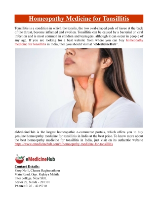 Homeopathy Medicine for Tonsillitis