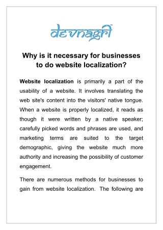 Why is it necessary for businesses to do website localization?