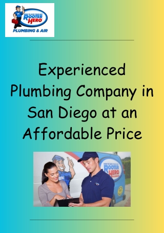 Experienced Plumbing Company in San Diego at an Affordable Price